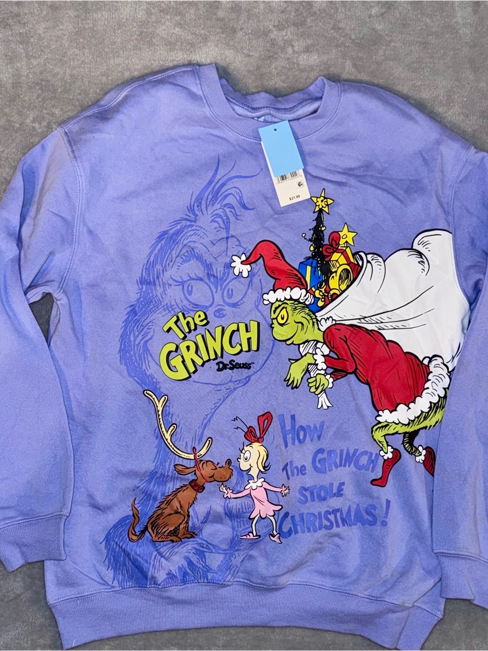 Dr. Seuss The Grinch Women’s Purple Graphic Sweatshirt